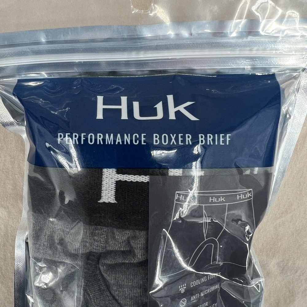 HUK Boxer Brief Mens Small Grey Performance Cooling Breathable Stretch Fishing - Picture 4 of 5